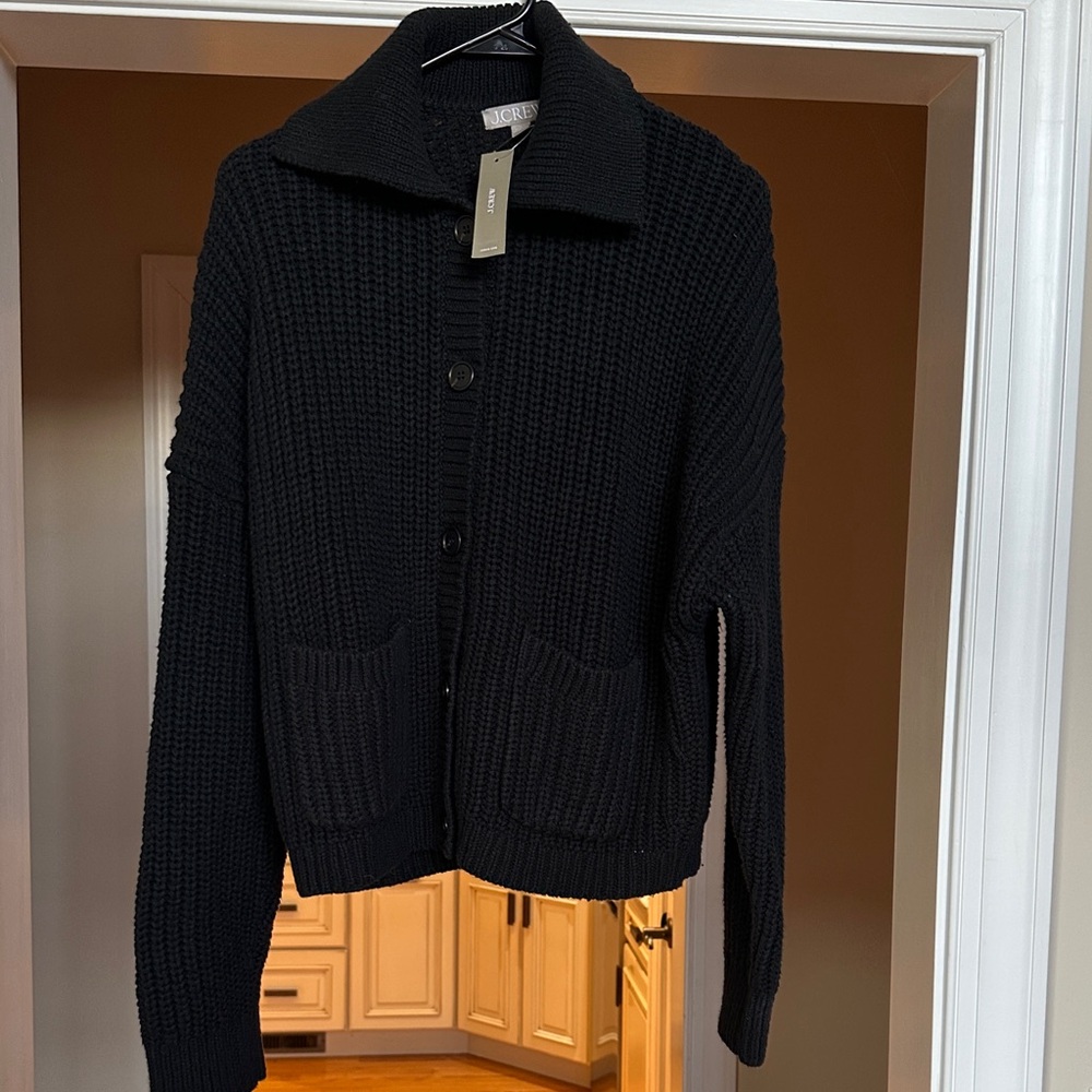 NWT J Crew Black Button-Up Women’s Sweater